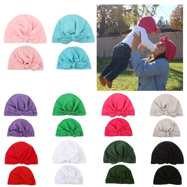 

new mother set parent-child solid pullover baby cap baby cap color rabbit ear india hat children's pullover hat, Blue;gray