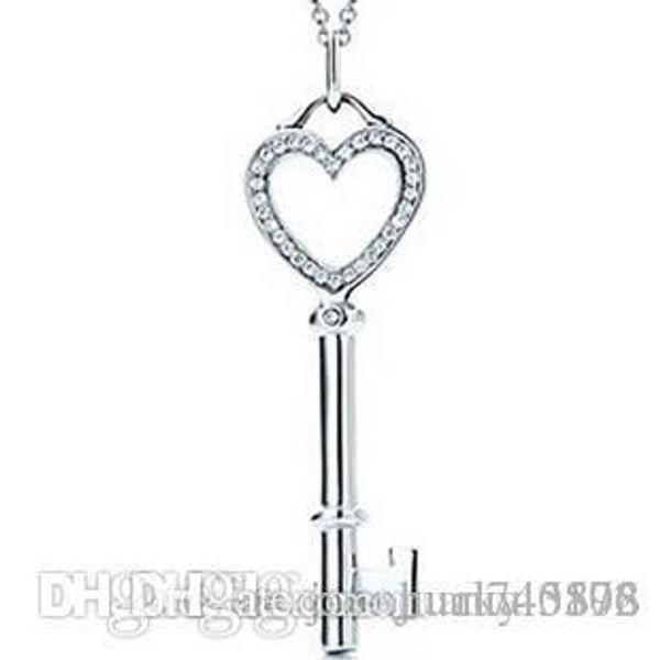 

new fashion diamond key pendant necklaces wedding party event 925 silver plated chain elegant jewelry for women ladies ing