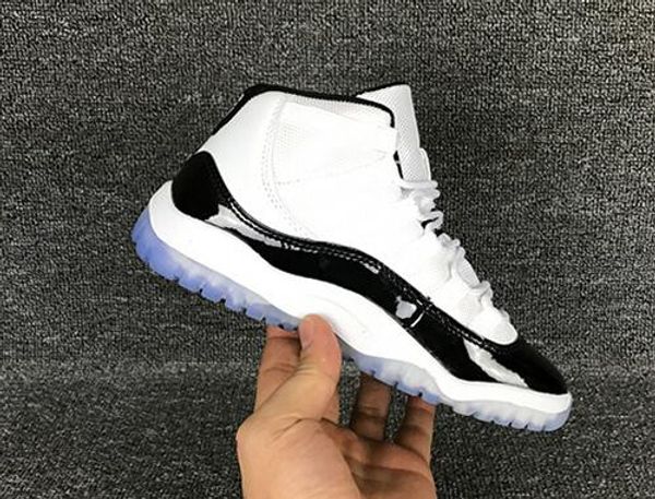 

kids 11 space jam bred concords youth boys basketball shoes sneakers children boy girl kid 11s white pink gray suede toddlers, Black
