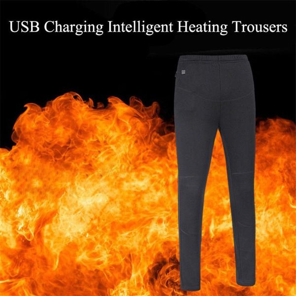 

outdoor pants winter hiking ski heating trousers usb charging high waist leggings slim thickened heated for men women, Black;green