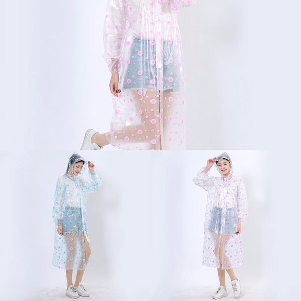 

yuejia new long one-piece fashion transparent cloak crystal bubble raincoat thickened printed crystal zipper long coat poncho, Red;brown