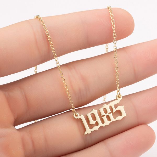 

new fashion year number necklaces for women or men custom year 1980 1989 2000 birthday gift from 1980 to 2020, Silver
