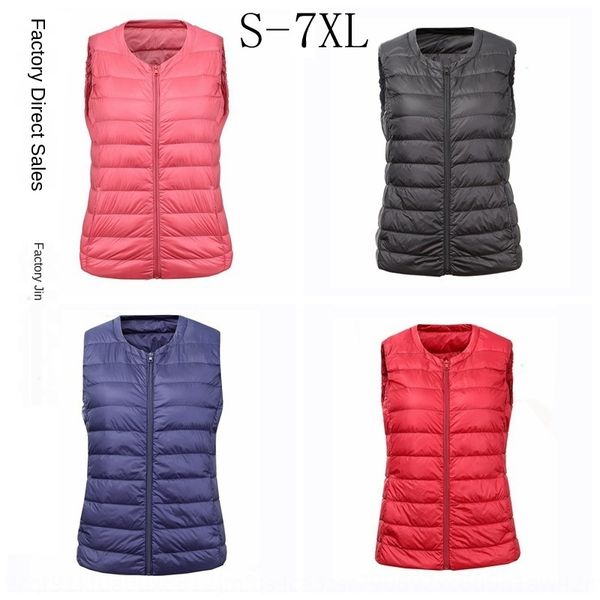 

2019 круглый воротник шеи коротких теплый свет женщин вниз жилет без рукавов лайнера жилета куртки теплого, Black