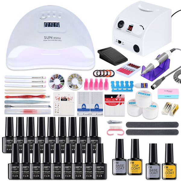 

manicure set 18/12 colors gel nail polish set with nail drill machine led lamp dryer manicure kit art tool
