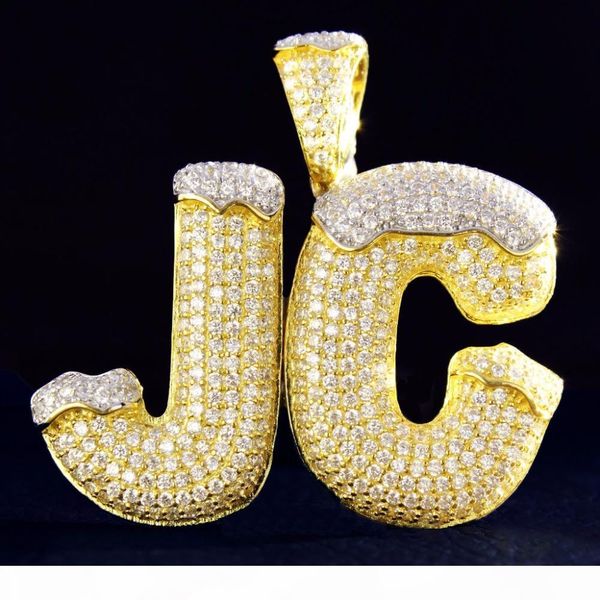 

мужские пользовательские имя snow bubble letters ожерелья шарма ice out кубический циркон хип-хоп ювелирные изделия с веревкой цепи для пода, Silver