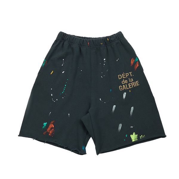 

2020fw hip-hop graffiti manual splash ink gallery dept shorts men women drawstring gallery dept shorts, White;black
