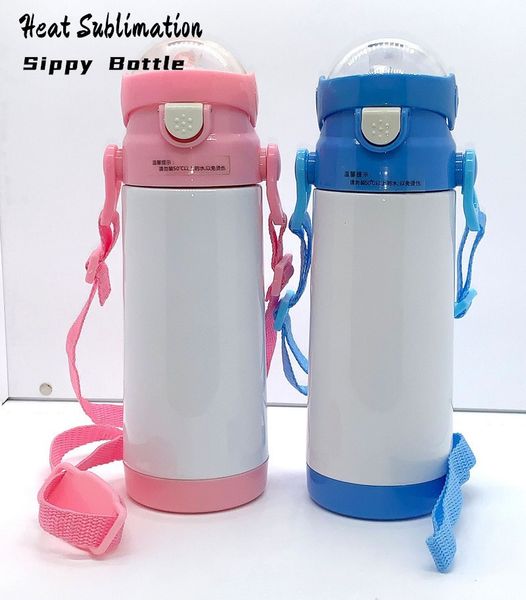

fedex diy sublimation 12oz child sippy cup with rope straw blank stainless steel student water bottle double wall insulated boucing cups