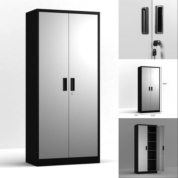 

black steel storage cabinet 5 shelf metal storage cabinet with 4 adjustable shelves lockable doors