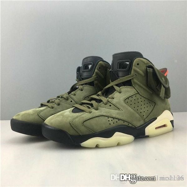 

2019 new arrival travis scott x airs 6 mens basketball shoes 6s medium olive 6s sneakers size 7-12