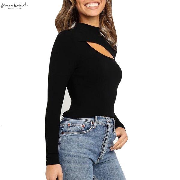 

2020 fashion women clothes crew neck slim strapless long sleeve casual blouse shirt sheath europe style causal 829, White