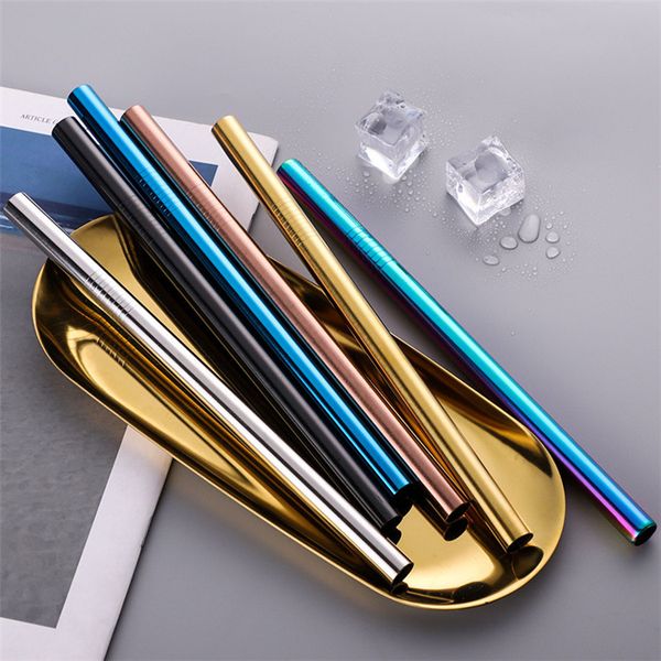 

12mm bubble tea straw smoothie straw colorful milky tea drink straw 304 stainless steel eco friendly