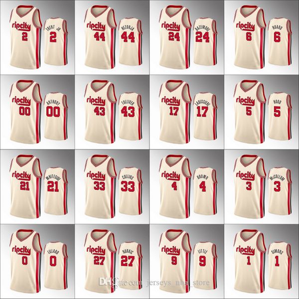 

portland trail blazers men gary trent jr. carmelo anthony damian lillard c.j. mccollum rodney hood nba custom 2020 jersey, Black;red