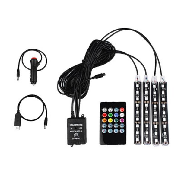 

led car foot light ambient lamp with usb remote music control multiple modes automotive interior decorative lights