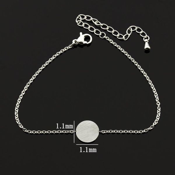 

10pcs pulsera mujer simple round circle pendant bracelet charm link chain disk coin bracelets stainless steel children jewelry, Golden;silver