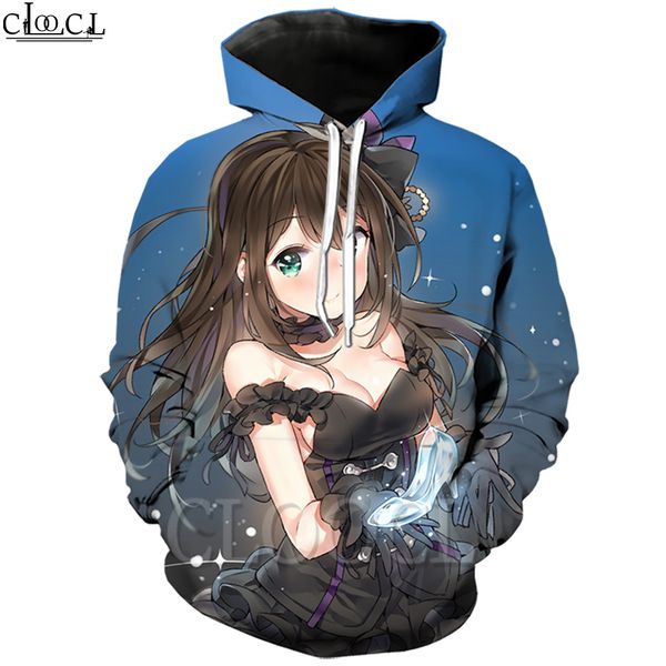 

cloocl anime girl 3d print harajuku men women selling hoodie sweatshirt hip hop fashion cool streetwear hoody pullover, Black