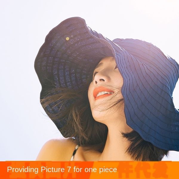 

hat protective sunshade female summer korean all-match sunshade outdoor travel sun hat beach uv protection, Blue;gray
