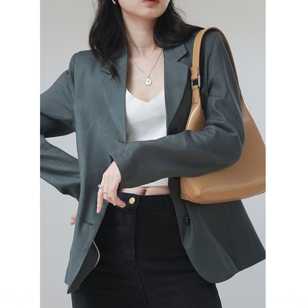 

2020 women's new jacket jacketcasual linen small suit jacket korean style all-match internet celebrity same style small suit 7693, White;black