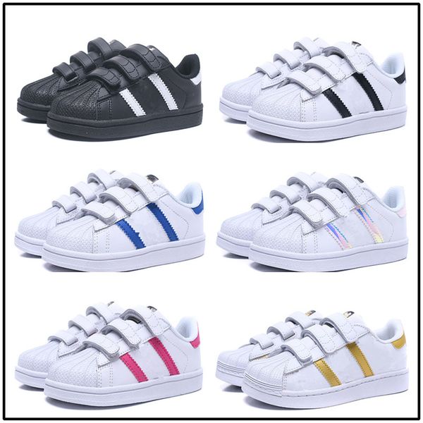 

classic youth stan smith superstar kids girls child boys baby 01 children shoes casual sport size 24-35, Black