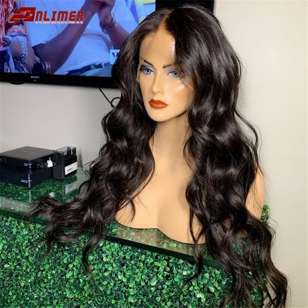 

anlimer 13x4/13x6 lace front human hair wigs brazilian wave remy human hair wigs lace frontal wig pre plucked with baby hair, Black
