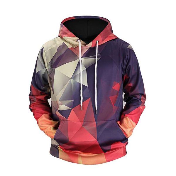 

мужская дизайнер hoodie в осень / зима 2019 новый цифровой цветной геометрическая решетка печатных hoodie фуфайки 3d, Black