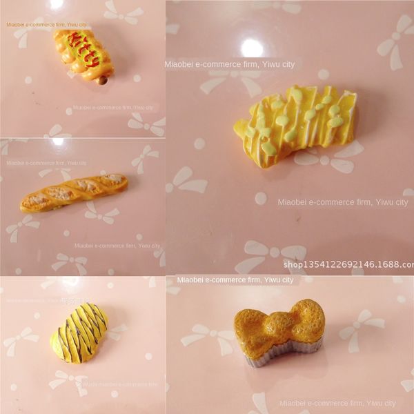 

6z7tk simulation resin mobile phone shell headdress bread cake toy material children's headdress hair accessories resin accessories mob, Slivery;white