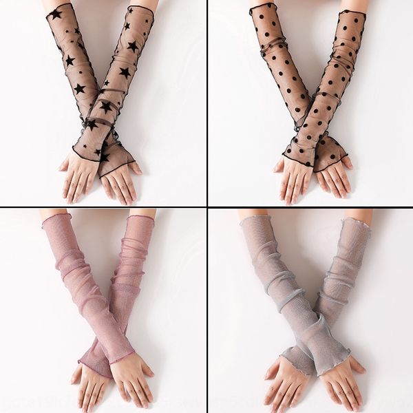 

ice silk sunscreen driving lace women's lace driving thin armrest sleeve stretch long mesh socks foot sleeve, Black