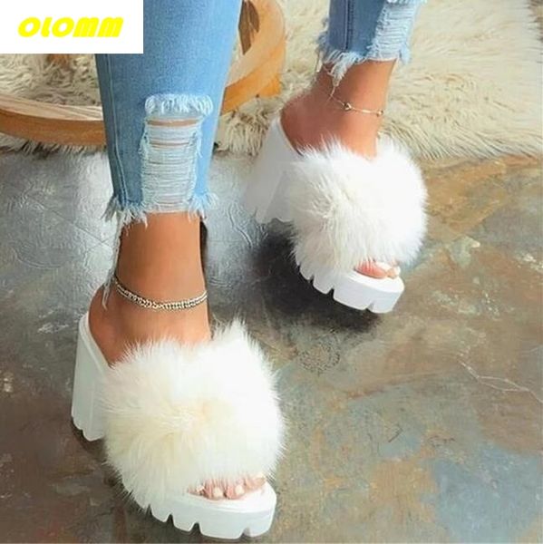 

2020 new fashion women sandals chunky heel platform flip flop slip-on plain summer transparent heels slippers sandalias mujer, Black