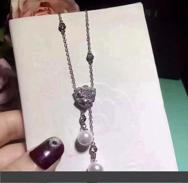 

woman jewelry necklace 925 silver flower pendant double peal necklace for women love gift