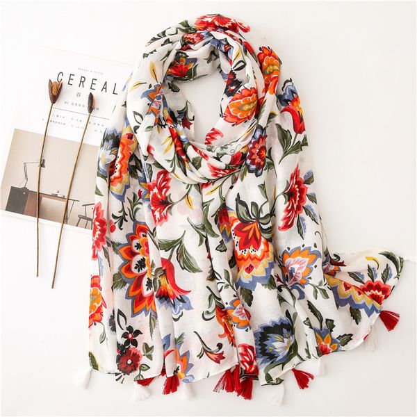

2020 new fashion summer women cotton scarf flower beach hijab shawls and wraps female foulard echarpe designer bandana, Blue;gray