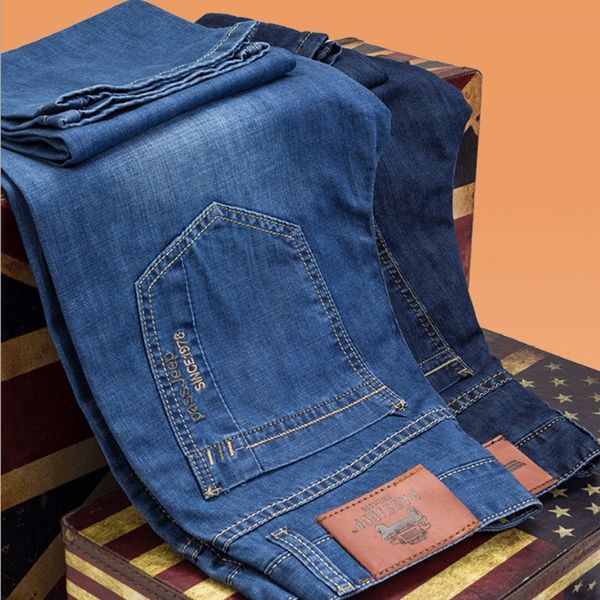 

b75zn 2020 летних брюки и новые прямые деловые брюки одежды 2020 летних случайных брюки и jeansnew прямых джинсов мужских бизнес času, Blue