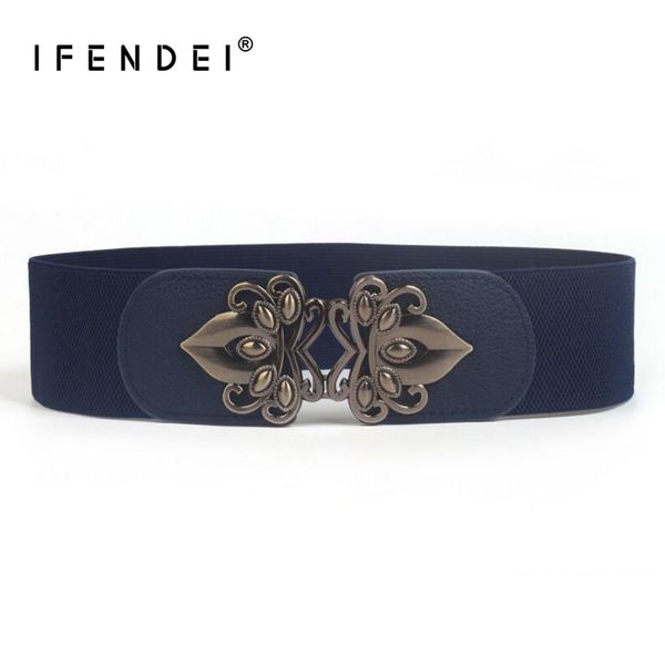 

ifendei fabric elastic stretch belt women wide woman elastic belt red waistband for fashion dress blue white wide waist skirt, Black;brown