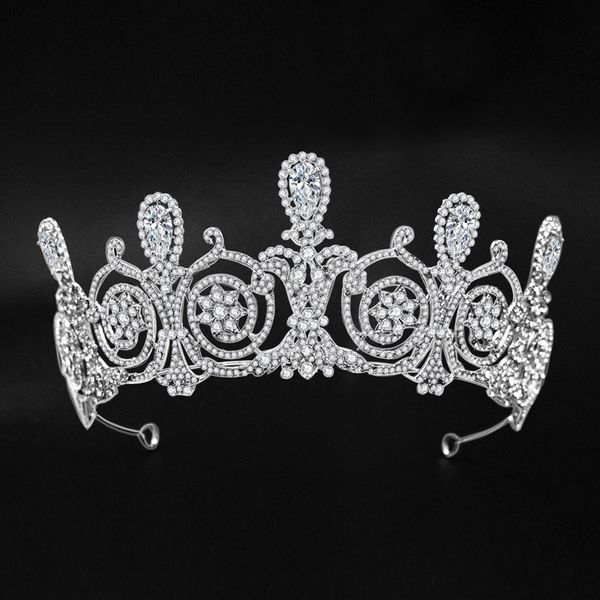 

ювелирные изделия роскошные блестящие капли воды rhinestone диадемы круг цветок корона серебро цвет женщины диадемы партия оголовье волос ac, Golden;silver