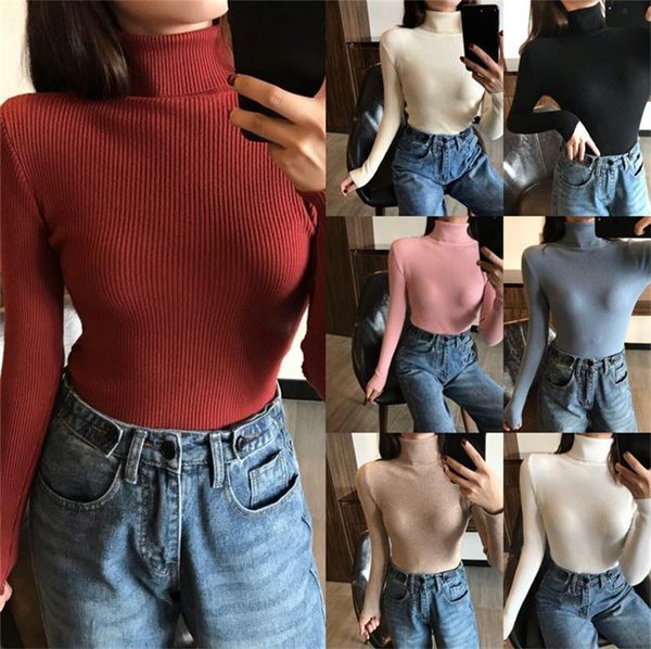 

womens sweaters 2019 winter turtleneck sweater women thin pullover jumper knitted sweater black pullover sweater, White