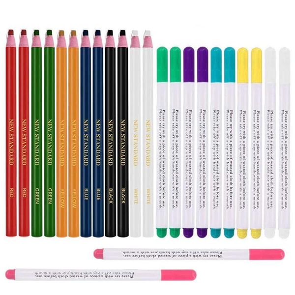 

12pcs fabric marker pen kits cross stitch temporary marker water erasable pen & tailor's sewing chalk diy tailoring accessories, Black