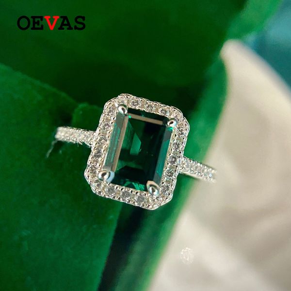 

oevas 925 sterling silver simulation emerald vintage wedding rings for women spaerking diamond party jewelry gifts, Golden;silver