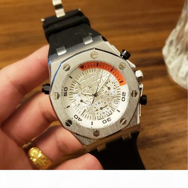 

2019 new full-featured quartz watch fashion classic rubber pin buckle watch men, Slivery;brown