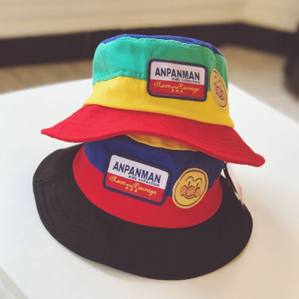 

kids designer rainbow cartoon fisherman hat children boys girls holiday sun hat 2020 new arrival fashion wide brim hats visor, Yellow