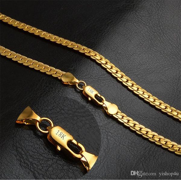 

luxury 5mm 20inch womens jewelry 18k gold plated chain necklace for men women chains necklaces gifts, Silver