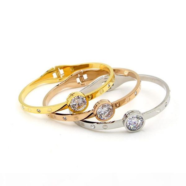 

fashion silver rhinestone cuff bracelets bangles for women brand designer stainless steel bangles, Black