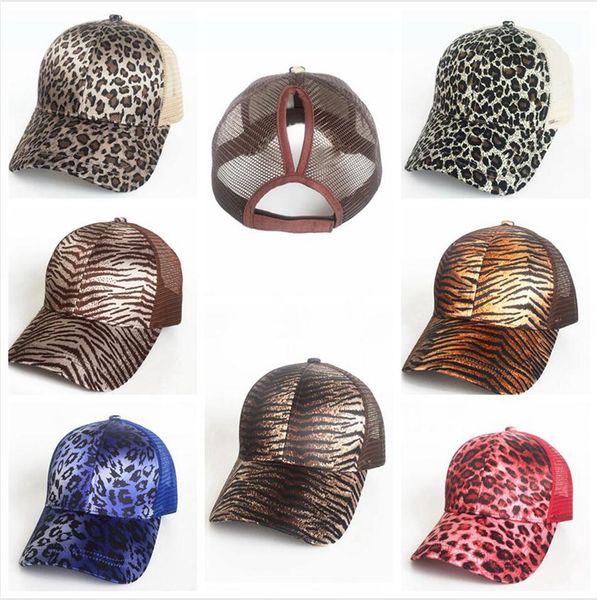 

mesh ponytail hat leopard camo baseball cap hollow criss cross messy adjustable dome outdoor summer suncreen hats ljjp246, Blue;gray
