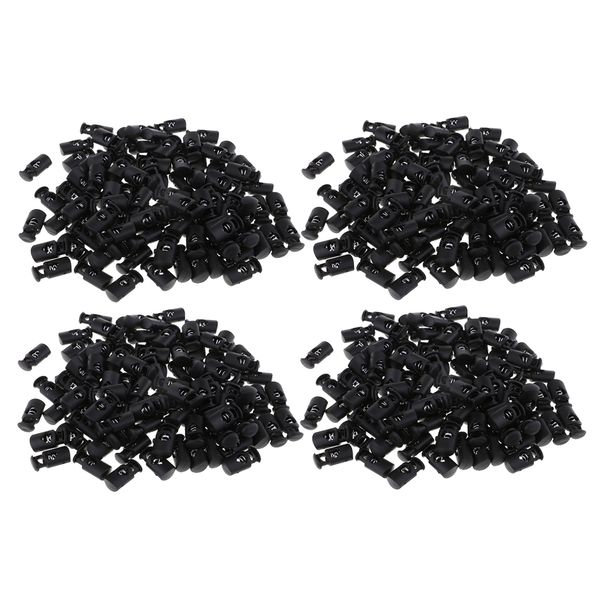 

400pcs plastic toggle spring clasp ssingle hole string cord locks, Black