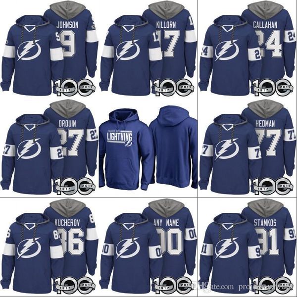 

tampa bay lightning толстовки сотых patch 9 тайлер джонсон 77 хедман 86 кучеров 91 стэмкос 27 jonathan drouin трикотажные изделия, Black;red