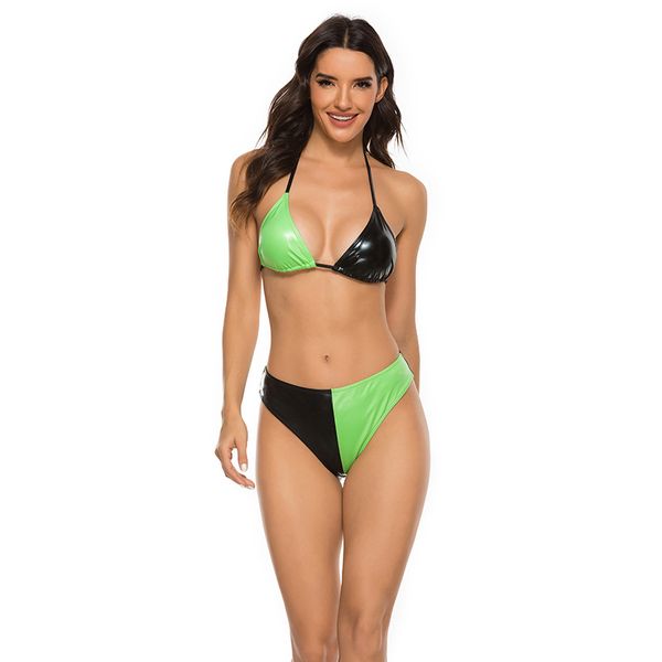 

women's swimwear 2021 two-piece swimsuits color matching beach bikini, White;black