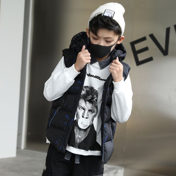 

4qsap boy's 2019 autumn warm coat and winter children's camouflage vest thickened warm vest medium and large children's hoode, Camo