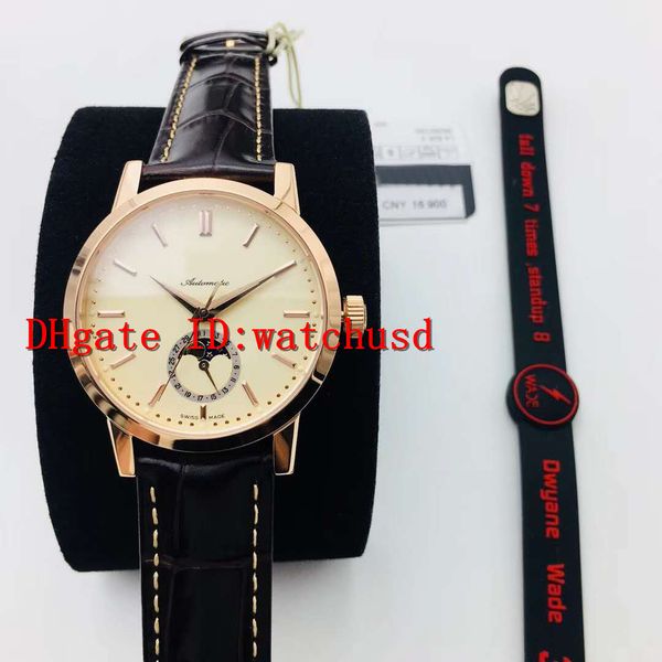 

lg factory l4.826.4.92.2 wristwatches 18k rose gold mens watches moon phase casual watch sapphire swiss 2824-2 automatic mechanical 28800vph, Slivery;brown