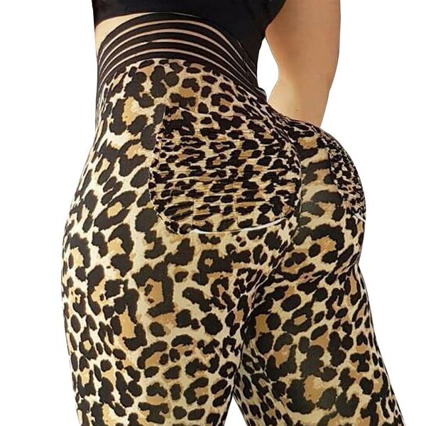 

women leopard leggins push up workout legging femme high waist leopard leggings womens clothing elastic knitted sportswear, Black