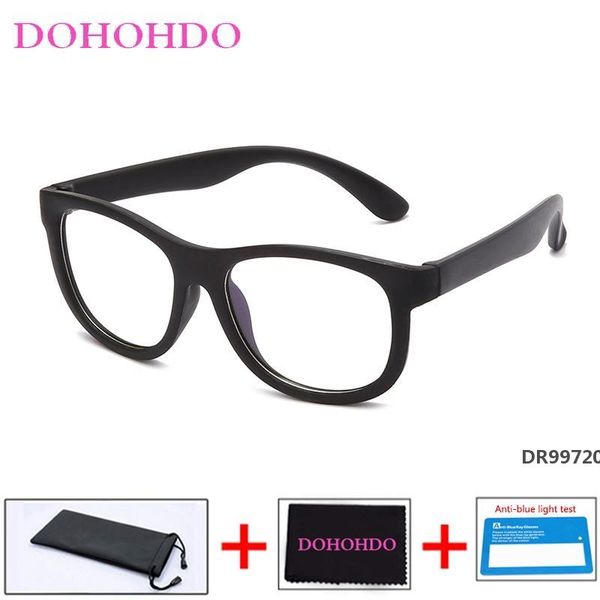 

dohohdo синий свет блокировка стекла гибкие tr90 безопасные очки девочки мальчики plain зеркало anti-голубой свет силикона goggles uv400dr99, White;black