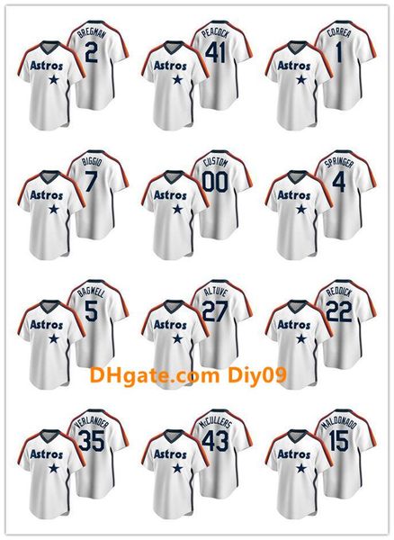 

houston astros men women youth 35 justin verlander 2 alex bregman 2020 cooperstown collection baseball jersey, Black