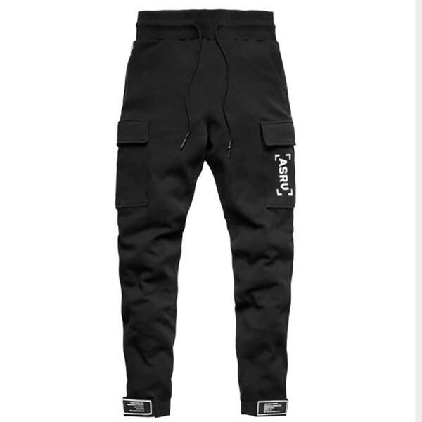 

men's pants 2021 autumn winter side pocket men joggers casual sweatpants trousers sporting clothing bodybuilding, Black