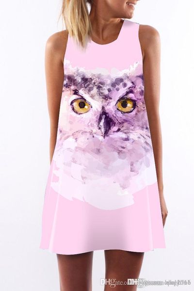 

women dress summer crew neck summer sling sleeveless hip wrap elegant lady owl pink print tight skirt casual pencil dresses size s-xl, Black;gray